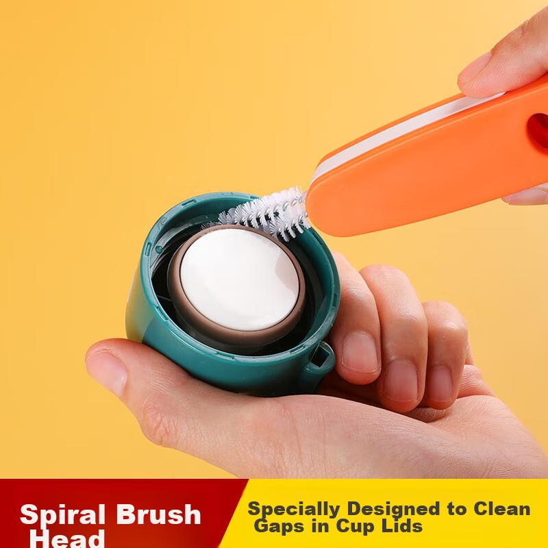 MENGTING Stainless Steel Straw Brush Cup Brush Lid Brush Three-In Milk Bottle Brush Thermos Cup Lunch Box Gap Cleaning Brush