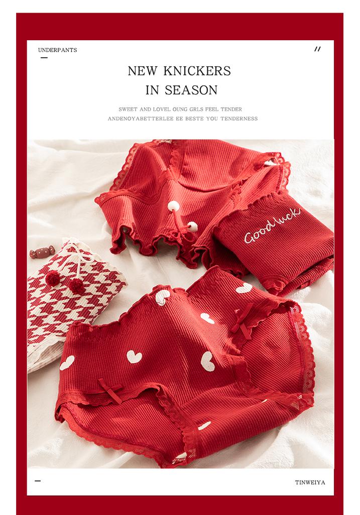 Women's pure cotton antibacterial underwear, soft, skin friendly, breathable, high elasticity, mid waist, zodiac year triangle pants