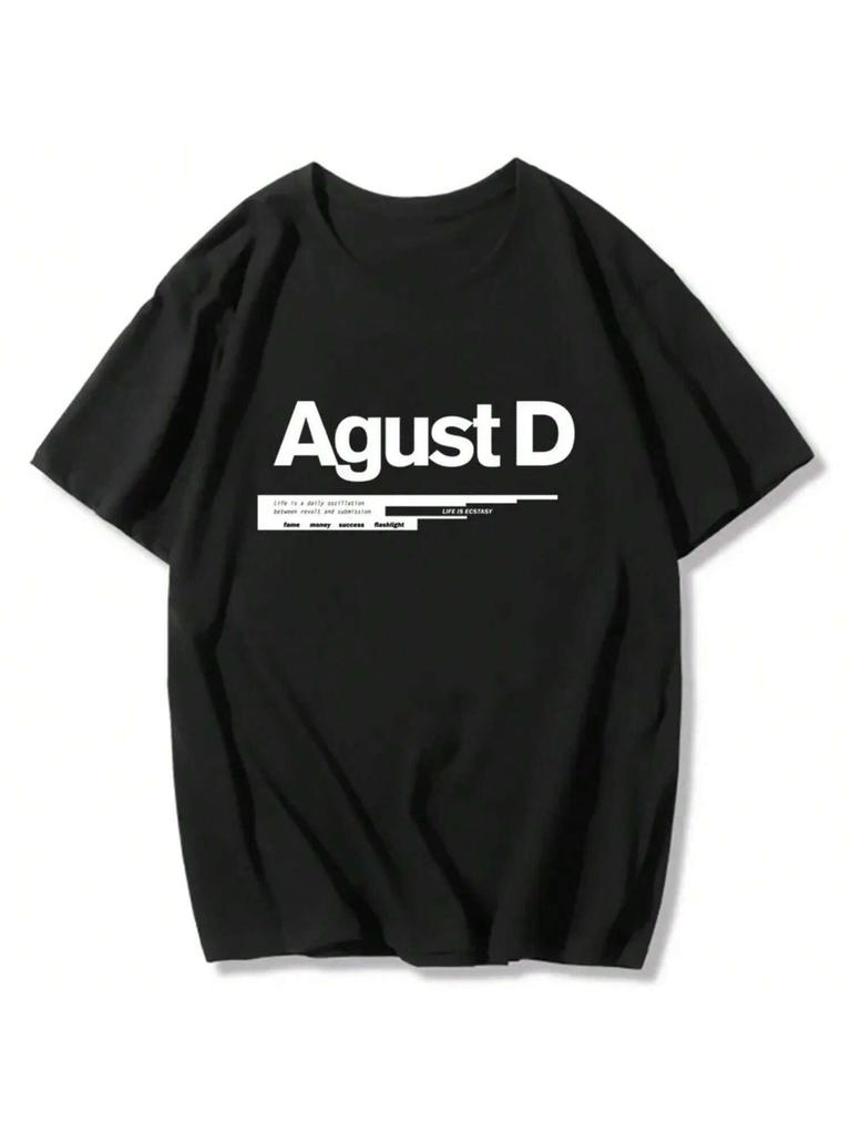 New Korean Version Of KPOP Agust D Printed T-Shirt D-2 Album Unisex T-Shirt Yoongi Shirt Teen Clothes Cool