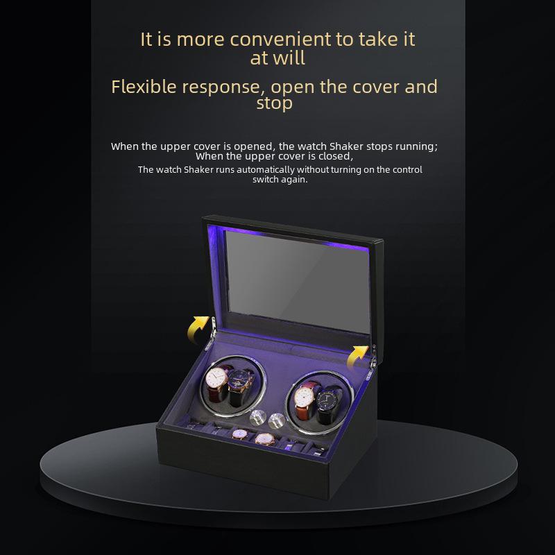 Электрическая шкатулка для подзавода часов со светодиодной подсветкой - коробка для хранения 4+6 часов