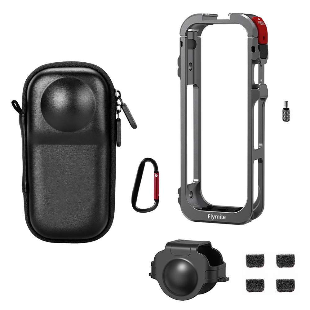 Flymile X5 Клетка Металлический Защитный Кейс для Insta360 X5 Аксессуары Камера Алюминиевый Сплав Каркас Клетка с Силиконовой Крышкой для Объектива