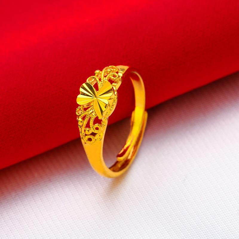 Gold Plated Lucky Ring Opening Adjustable Simple Transfer Ring For Women All-Match Luxury Finger Accessories