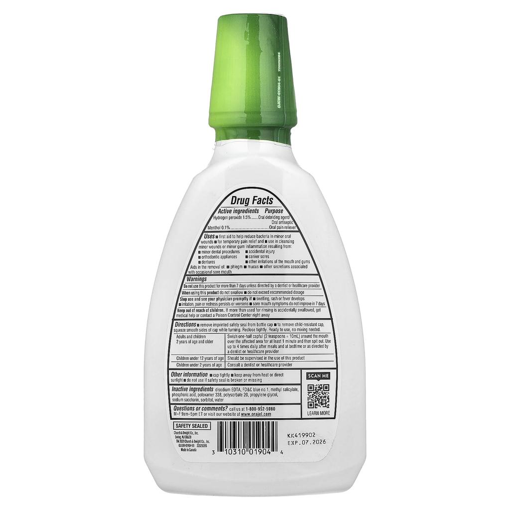 Orajel Боль в деснах, Без спирта, Освежающая мята, 473,2 мл (16 жидких унций)