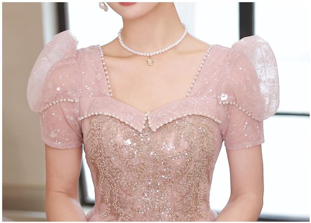 Платье Party Sweetheart Puff After Commemorative Zipper [Hosaku Co., Ltd.], Вырез, Рукава, Длинное, А-силуэт, Концерт, Вечеринка, Официальное, Фото, (L)