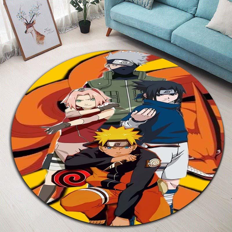 Naruto Uzumaki Akatsuki  Printed Round Rug Soft  Anti-Slip Carpet  for Home Bedroom Living Room Gaming Room Dorm Decor