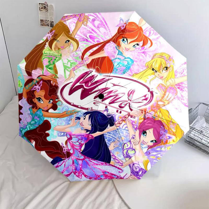 1 шт. Автоматический складной зонт - с рисунком Winx Club, Портативный и складной дизайн с 8 спицами, Подарки на Рождество и День рождения