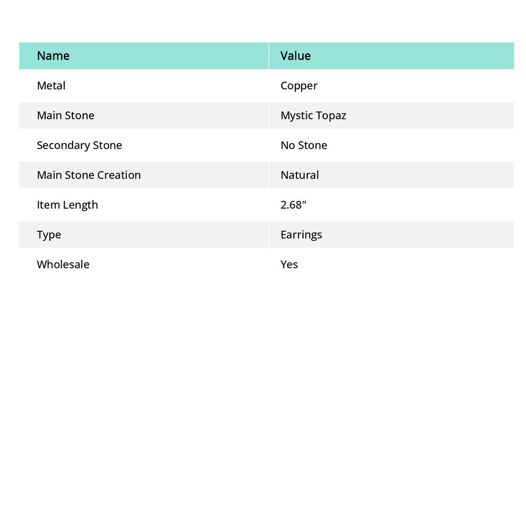 Мистический топаз Ручная работа Медная проволока Обернутые украшения Серьга 2.68 H6D33