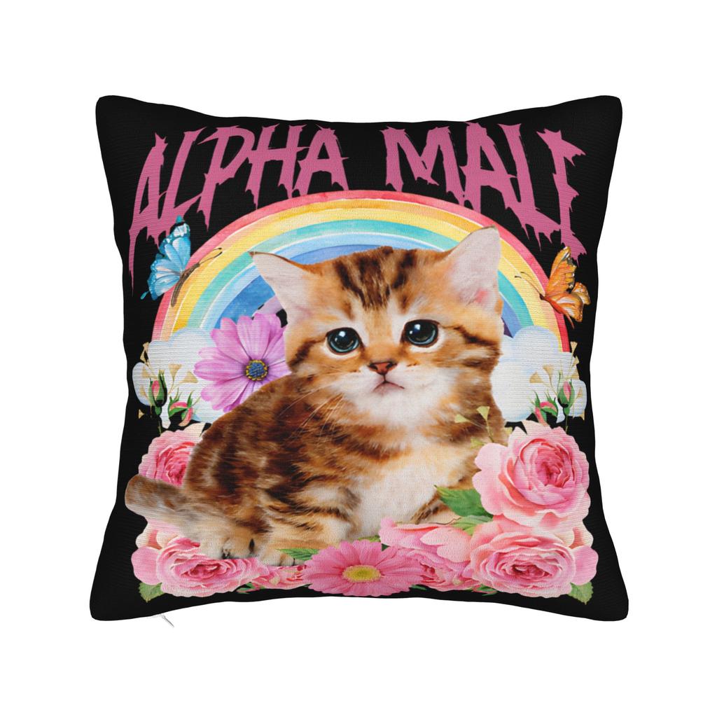Decorative Pillowcase Alpha Male Cat Kitten Funny Accessories Living Room Pillow Case Cover Zippered Multi Size