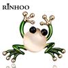 Rinhoo Cute Green Rhinestone Frog Brooch for Women Vintage Fashion Animal Funny Cartoon Froggy Bag Lapel Pins Badge Jewelry Gift
