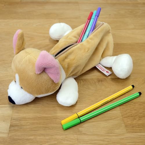 [NICI] Corgi Figure Pouch, Pen Pouch, Plush Pencil Case