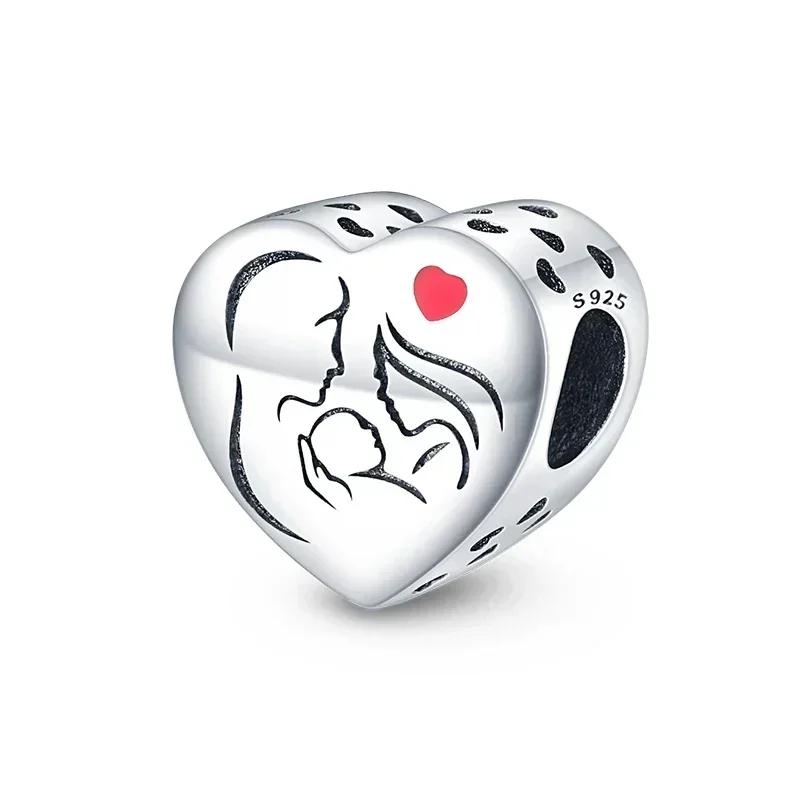 copper Heart Shaped Warm Family Love Mother Pendant Baby Feet Pacifier Charm Bead Charms Bead Charms Compatible With Bracelets Jewellery Gift