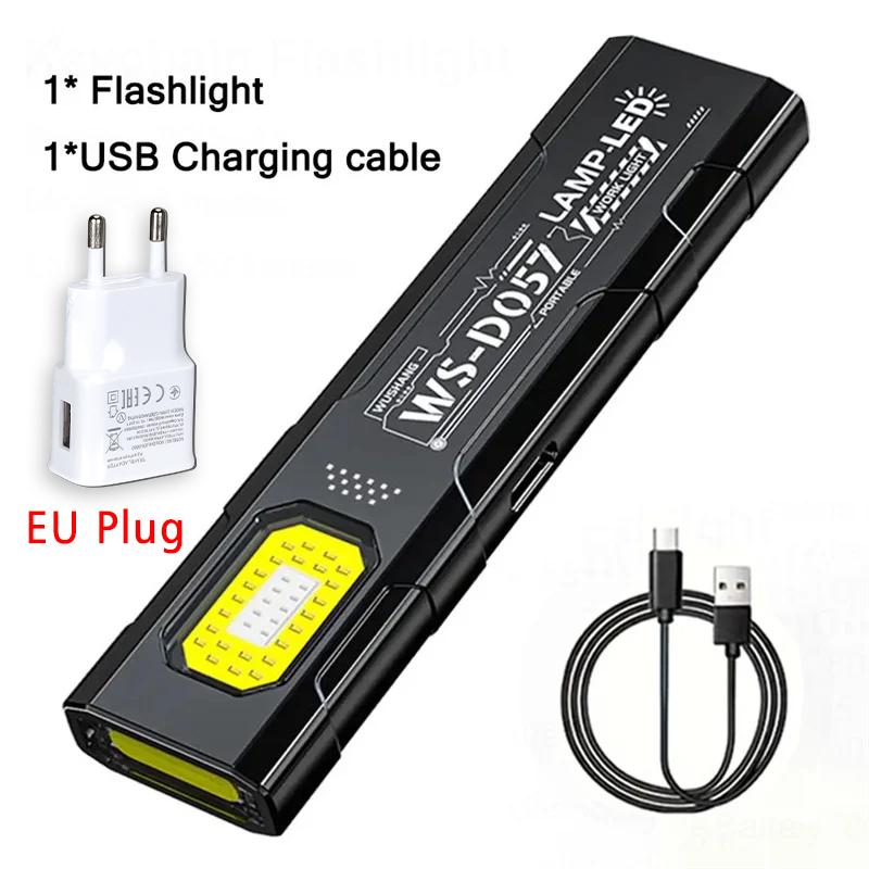 Светодиодный брелок-фонарик, перезаряжаемый через USB C, 550 лм, портативный мини-фонарь, карманный фонарь, заливающий рабочий свет, с магнитом, для экстренных случаев