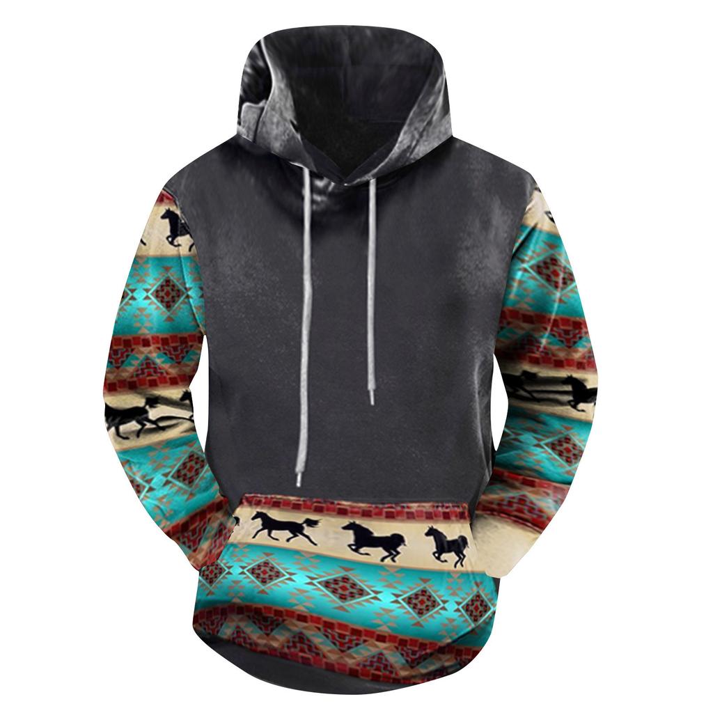 Модный свободный мужской и женский свитер с капюшоном с длинным рукавом и принтом