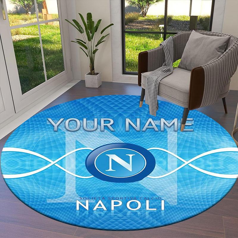 SSC Napoli Custom Name Round Area Rug,Carpet Rug for Living Room Bedroom Sofa Playroom Decor,Non-slip Floor Mat