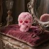 3D Printed Rose Skull Figurine, Durable Plastic Gothic Skull Flowers Sculpture with Detailed Petal And Bone Texture, Matte Finish Halloween Decor Gift
