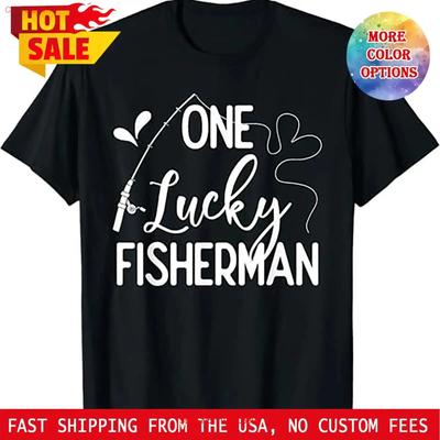 One Lucky Fisherunisex Couple Fishing Fishers Matching T Shirt Vintage Slightly Comfortable Versatile Top For Everyday Wear