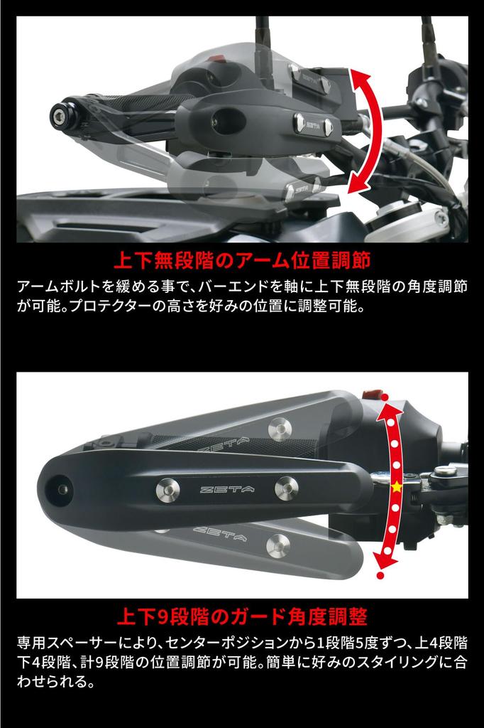 ZETA RACING Sonic Handguard PC Protector Kit Smoke Type Bar End Mount Windproof Coldproof Rainproof Lever Guard Forged Stainless Steel Bolt Dirtfreak