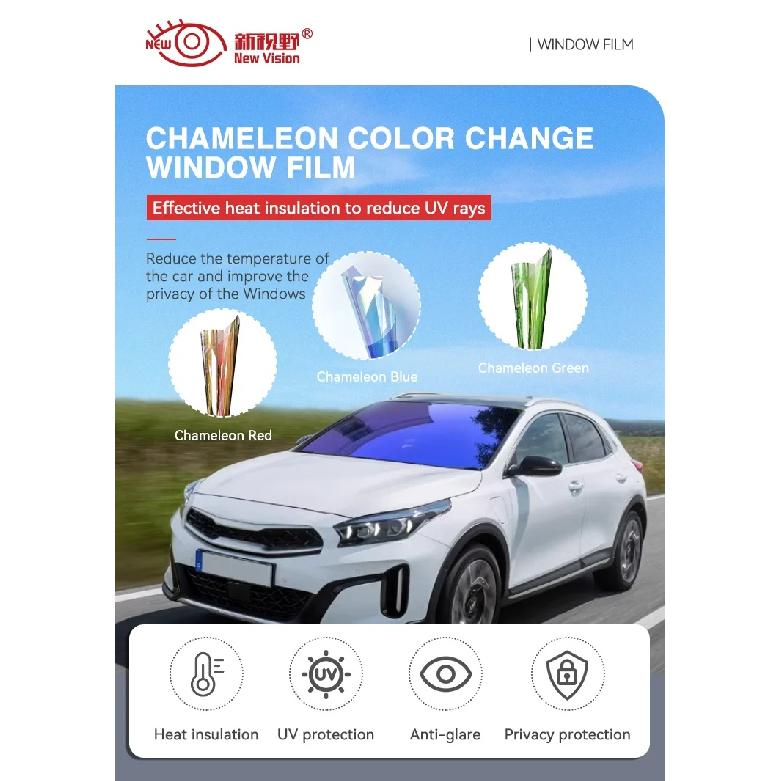 1m Width 60% Chameleon Blue High Definition Window Tint Film High Insulation UV Rejection Chameleon Tint Film For Car Windshied