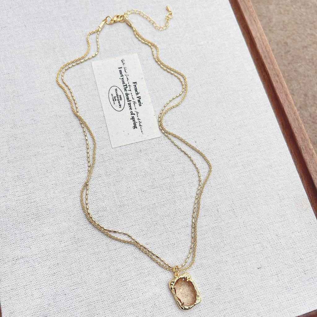 Ожерелье с подвеской «Двойной кристалл Майяра»: Осенне-зимняя ретро-цепочка для свитера высокого класса с нишевым универсальным дизайном ключицы