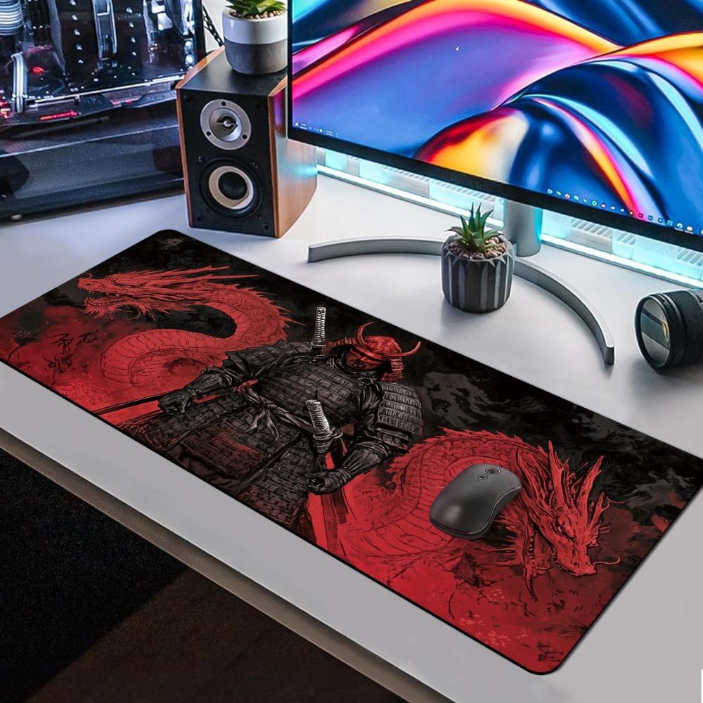 Japanese Samurai And Red Dragon Pattern AntiSlip And Durable Keyboard Pad For Desktop Protection Suitable For Pc Accessories