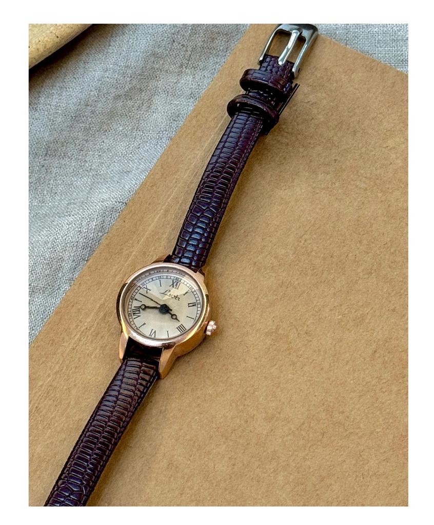 LSVTR Ретро Женские Часы с Маленьким Циферблатом, Кожаным Ремешком, Водонепроницаемые Кварцевые