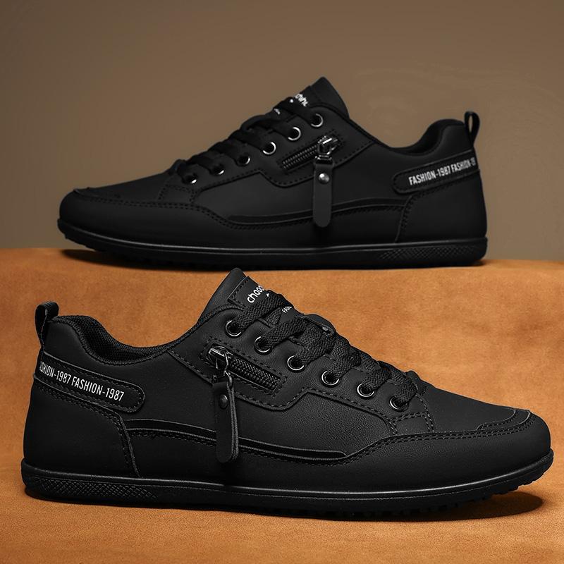 Мода Новая Повседневная Обувь Мужские Кроссовки Уличная Кожаная Обувь Обувь для Ходьбы Лоферы Удобная Мужская Обувь Tenis Hombres Черный Белый