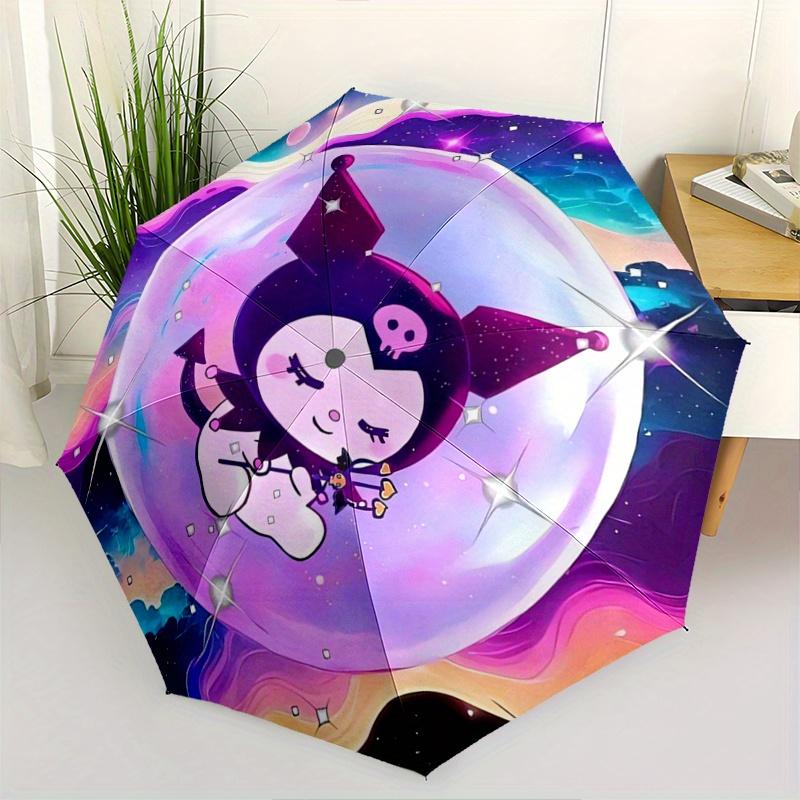 1pc Galaxy Kuromi Sanrio Pattern Automatic Umbrella is Fashionable and Good-Looking, a Portable 3-Fold Umbrella, Suitable for Travel and Daily Use, a