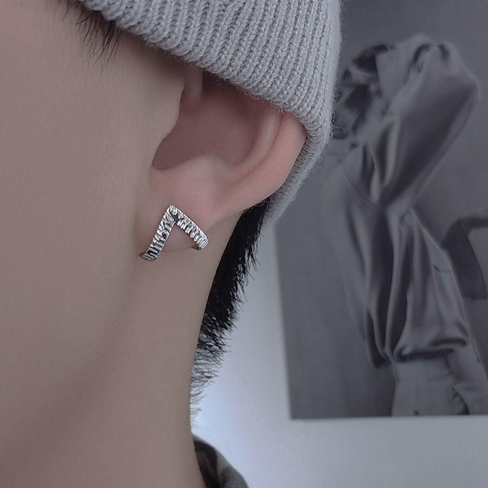 Hip Hop Trend Cross Hollow Silver Plate Geometry Metal Ear Studs Korean Style Earrings Men Earrings