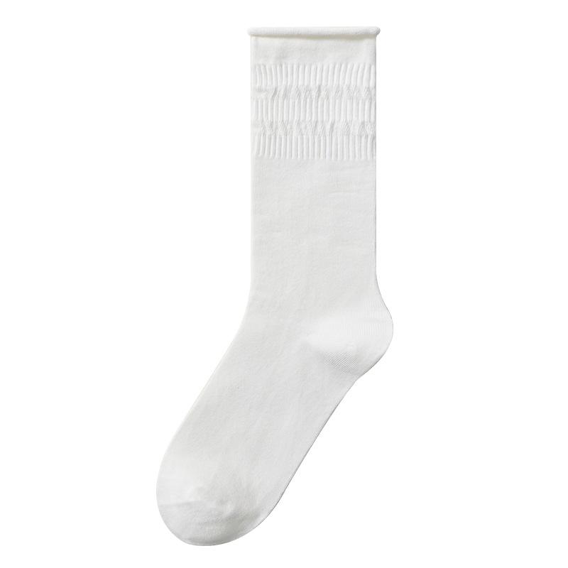 Pure Cotton Winter White Cotton Socks for Women Are Versatile and Odorless. All-cotton Mid-top Socks for Women In Autumn and Winter