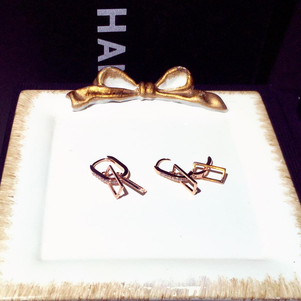 Корейские высококачественные геометрические серьги из циркония для женщин