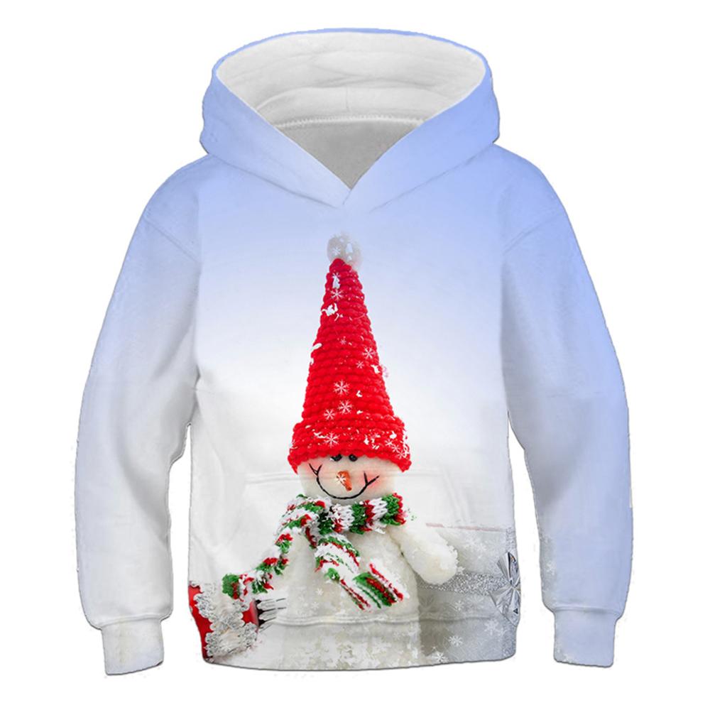 Children's Hoodie Cute Cartoon Christmas Tree Santa Claus Pattern Fun Kids Spring Autumn Hooded Coat Casual Long Sleeve Clothes