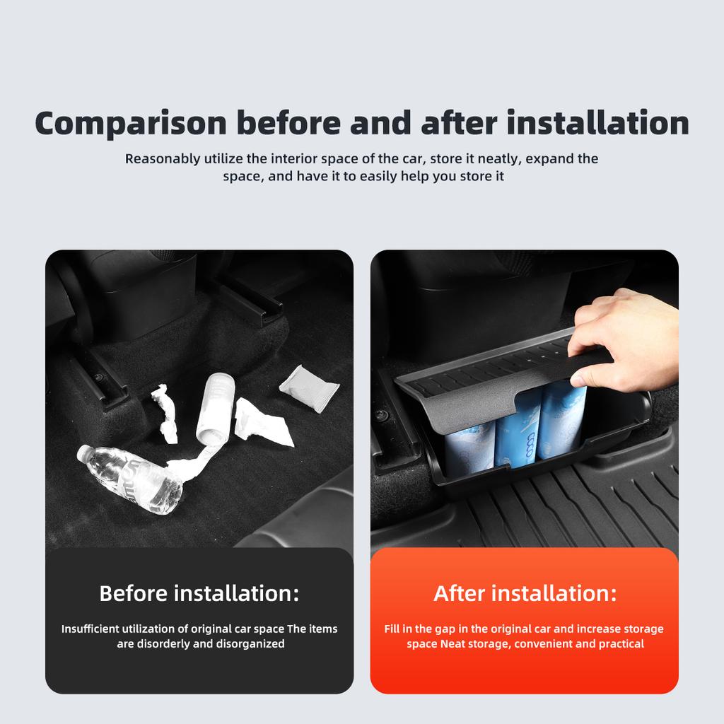 LUCKEASY For Tesla Model Y - The Driver And Passenger Seats Rear Middle Storage Box Under Seat Trash Box Car