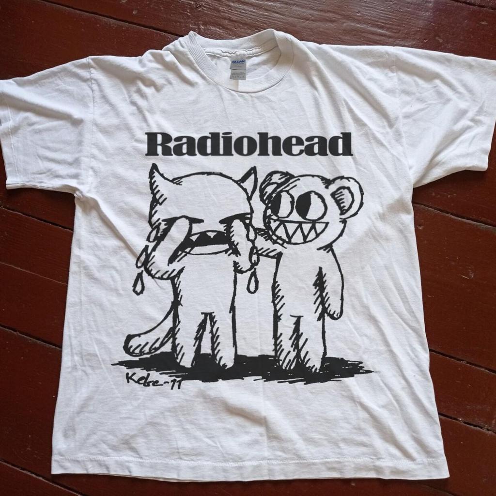 Летняя мужская футболка-хит продаж в винтажном стиле Radiohead The Bend Album Band Копия узора Мужской принт Рок Хип-хоп Артист Уличная жизнь Топ
