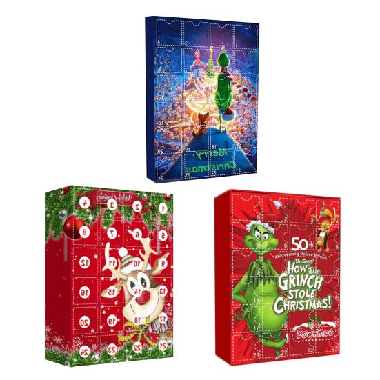 Рождественский Адвент-календарь 2024 24 шт. Фигурки зеленых эльфов Рождественский календарь обратного отсчета Мультфильм