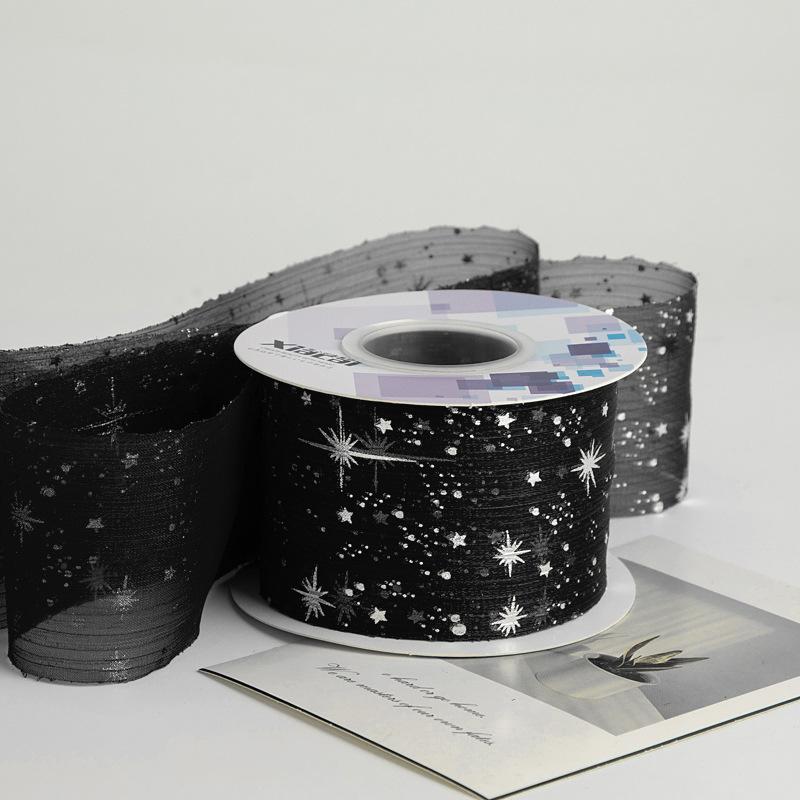 Высококачественная пряжа, плетение, аксессуары для волос, одежда, цветочная упаковка, аксессуары, лента, бант, лента, звездное небо, плиссированная лента