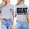 Goat God Over All Things T Shirt, Letter Graphic Printed Tee Shirts, Unisex Casual Short Sleeve, Vintage Streetwear Fashion Top,