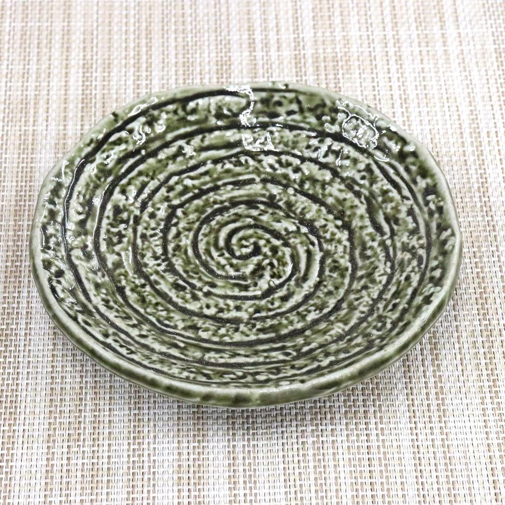 Mino Ware Japanese Cafe Series [Four-legged Whirlpool Plates] Set of 10 (Size: H2.5 X W12.8 X D12.8cm)