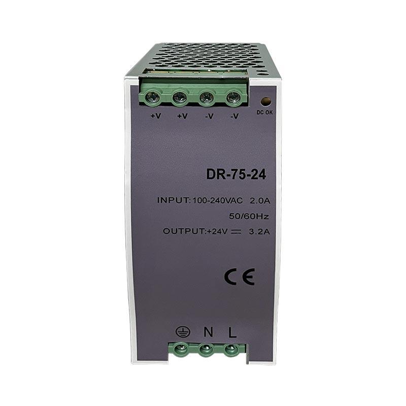 DR 75W 12V 24V 48V DC Регулируемый Тип для монтажа на DIN-рейку Малый объем Импульсный источник питания Трансформатор Выходное напряжение 1.6A 3.2A 6.5A