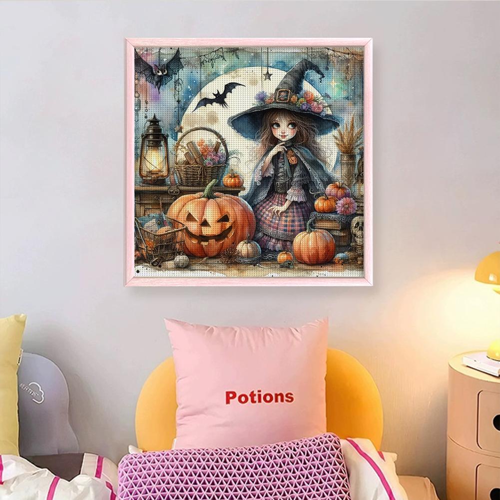 EY# Полная вышивка Эко-хлопковая нить 11CT Напечатанная Хэллоуин Ведьма Вышивка крестом