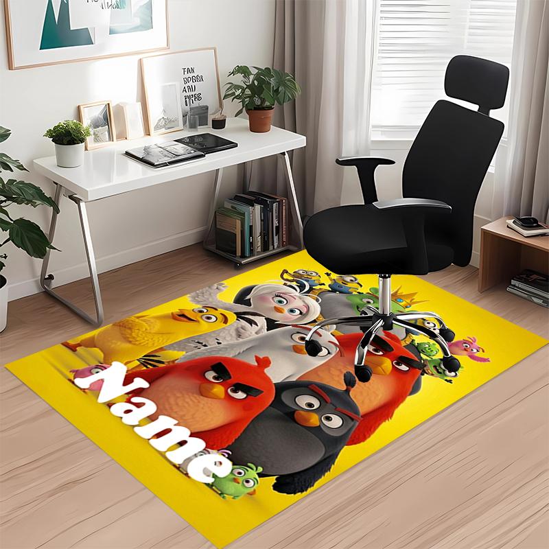 Custom Name Angry Birds Printed Carpet Rug For Office Chair Living Room Bedroom Kitchen Room Decor Gifts