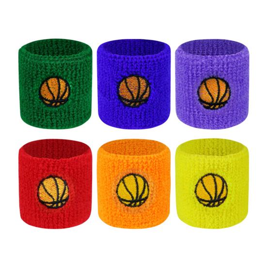 2 шт. детский спортивный браслет с мячом и вышивкой, эластичный, дышащий, впитывающий пот, для мальчиков и девочек, вязаный баскетбольный, волейбольный, защитный браслет для запястья