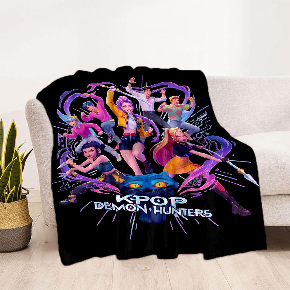 Andrea's K-pop Demon Hunters Blanket Warmthful Decor Suitable for Livingroom Office Chair for All Seasons Playful Design