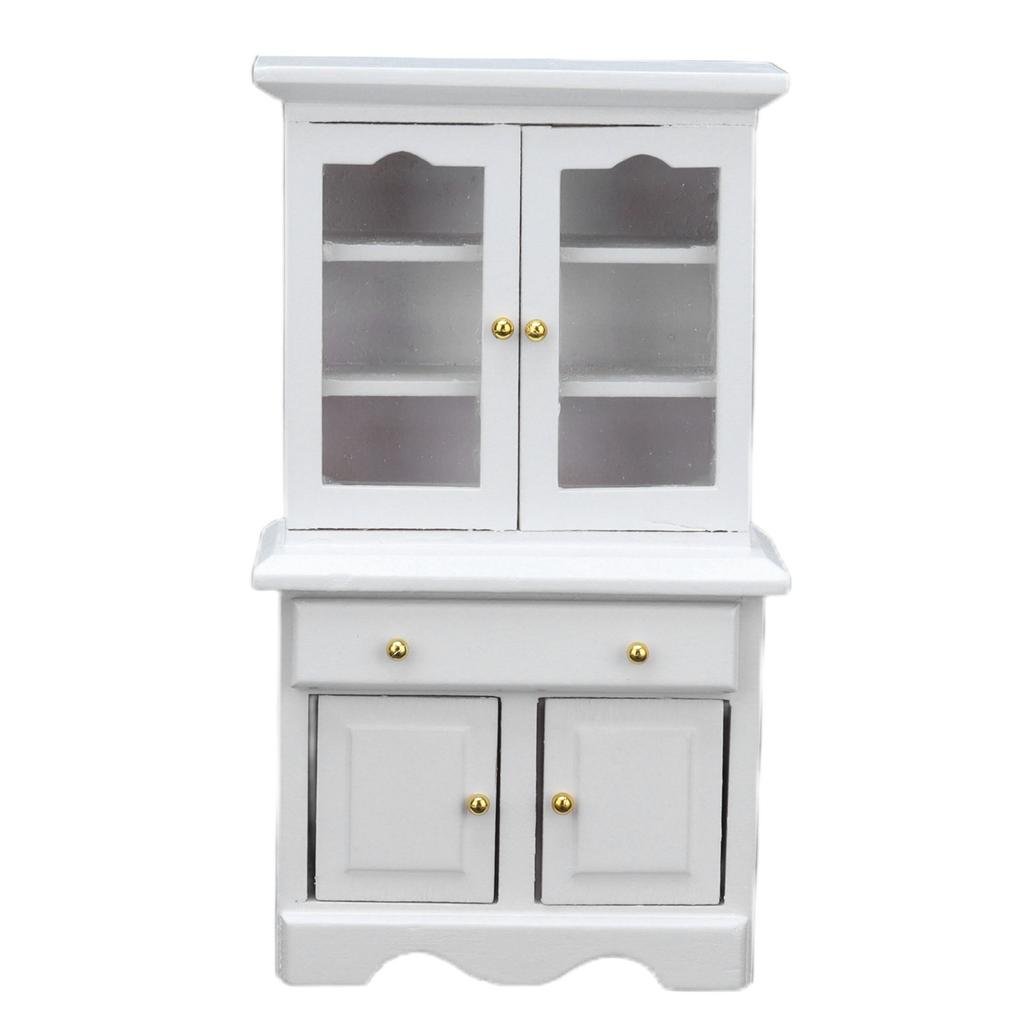 1:12 Dollhouse Cabinet Wooden Miniature Cupboard Furniture Decoration Accessories White