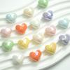 10Pcs 19*16.5mm Home Living Macaron Cut Love Beads Acrylic Mobile Phone Chain DIY Jewelry Bracelet Beads Materials Accessory Heart Loose Bead Peach