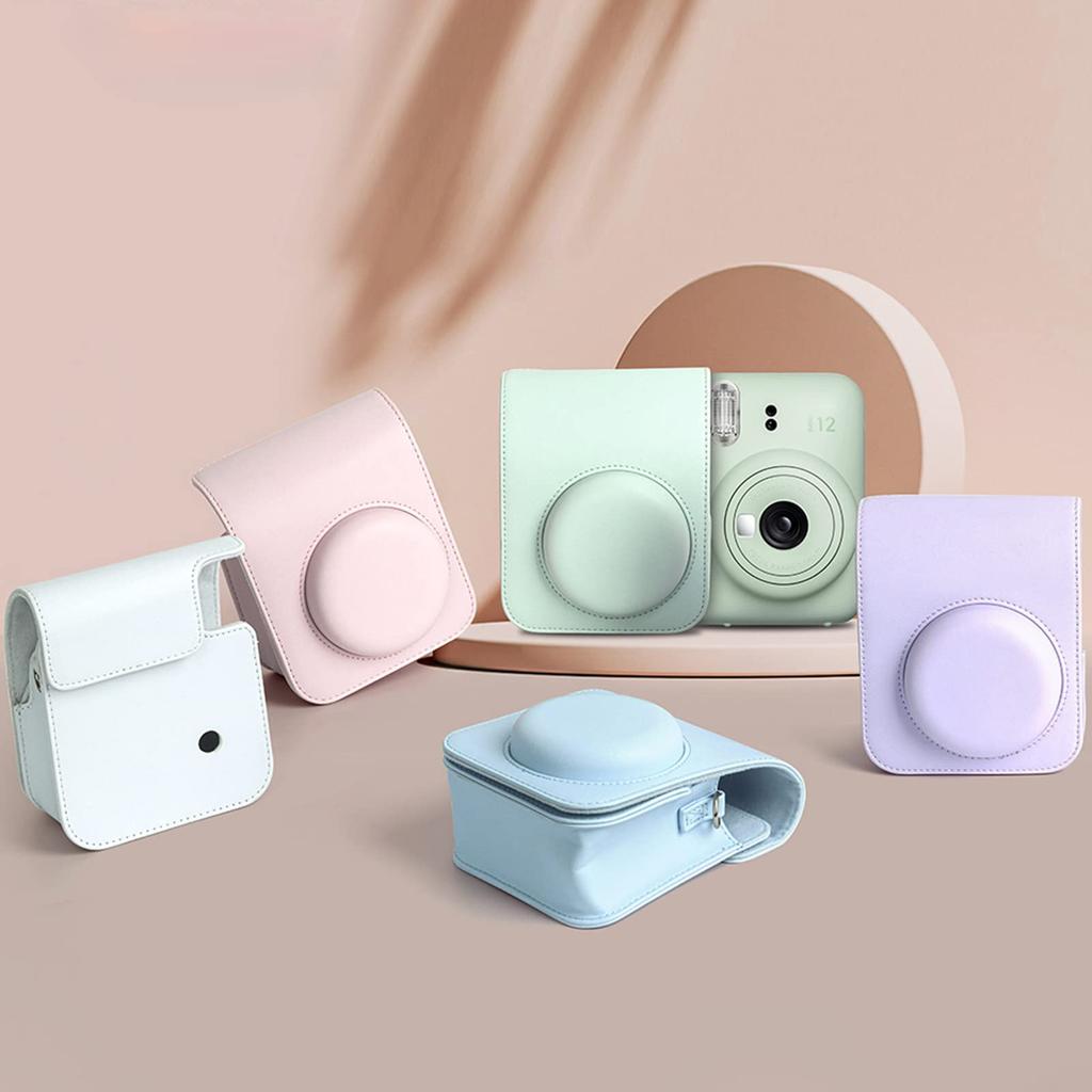 Kimyoaee Instax Mini 12 Instant Camera Case with Shoulder Strap for Fujifilm Instax Mini 12 Camera - Pink