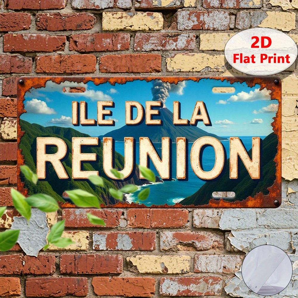 Pc Vintage Tin Sign Decorative Plaque Statues (xcm) Ile De Reunion Sign Retro Metal Tin Sign Industrial Style Decor