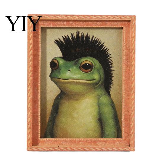 Frog Refrigerator Magnet Abstract Magnet, Framed Hairstyle Fridge Cartoon Home Kitchen Office Decoration Party Favors Decor