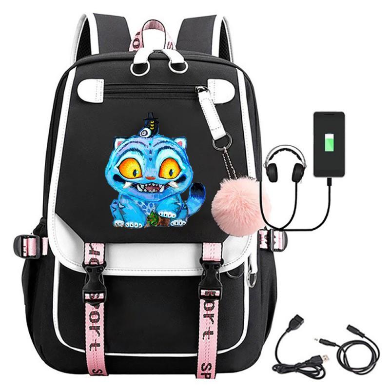 Kpop Anime Backpack Students Teens Daily Use 15-inch Laptop Compatible Oxford Fabric PU Trim 20L Capacity