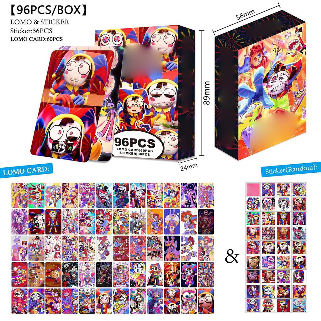 96pcs Collectible Cartoon Character Cards and Stickers Set Includes 60 Cards and 36 Stickers for Collecting and Display