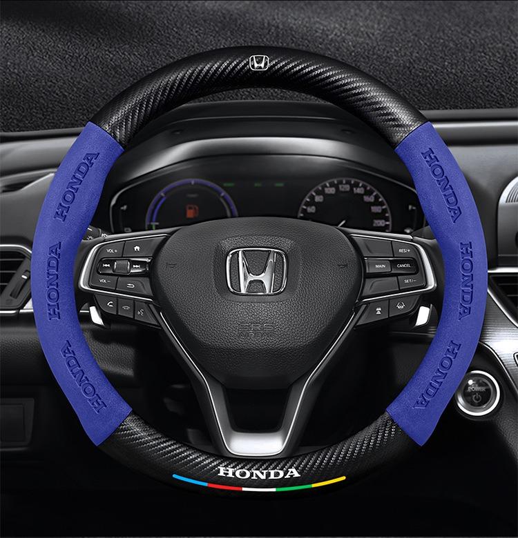 JBH4 Car Carbon Fiber Leather Steering Wheel Cover For Honda Civic Fk7 Fit Fk2 Mugen Fk8 Type R Accord CRV 5th City CRZ CRX Jazz HRV